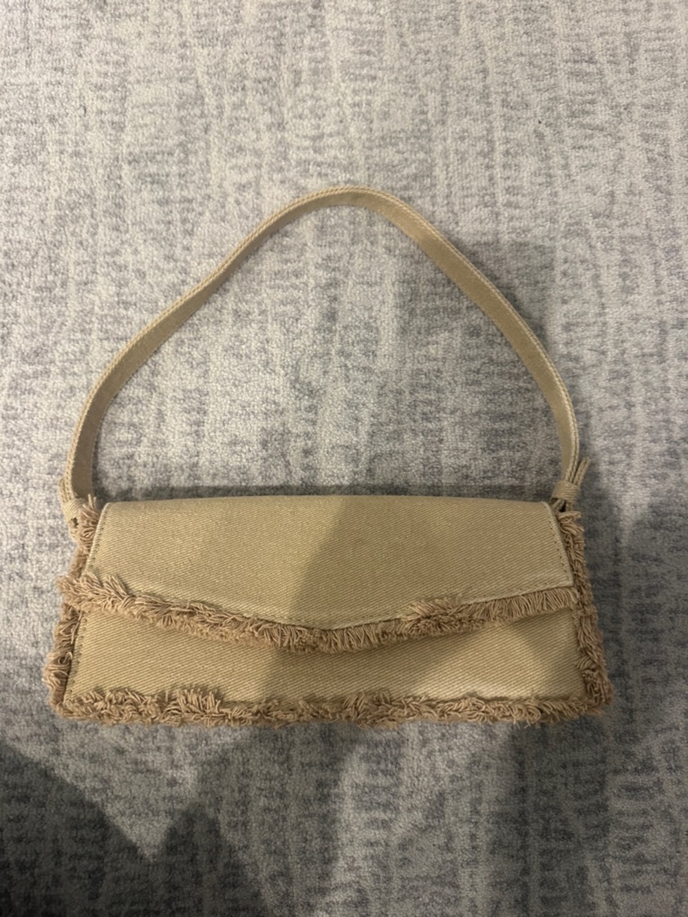 Zara Tan Fringe Trim Shoulder Bag
